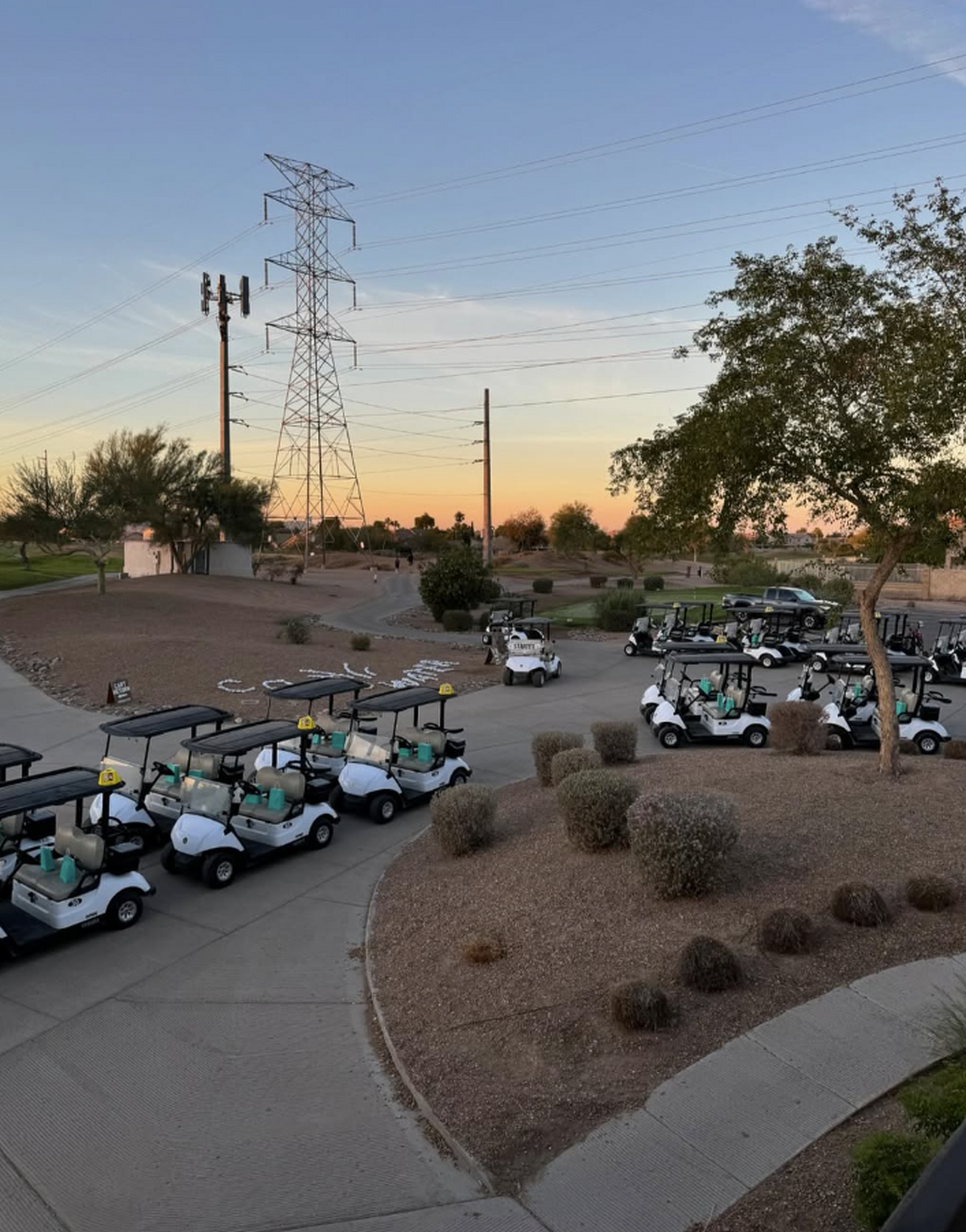 Carts on golf course path